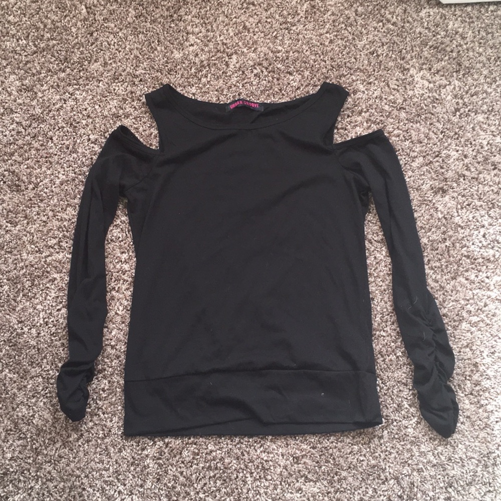 Urban Groove Black Cold Shoulder Cutout Back Top